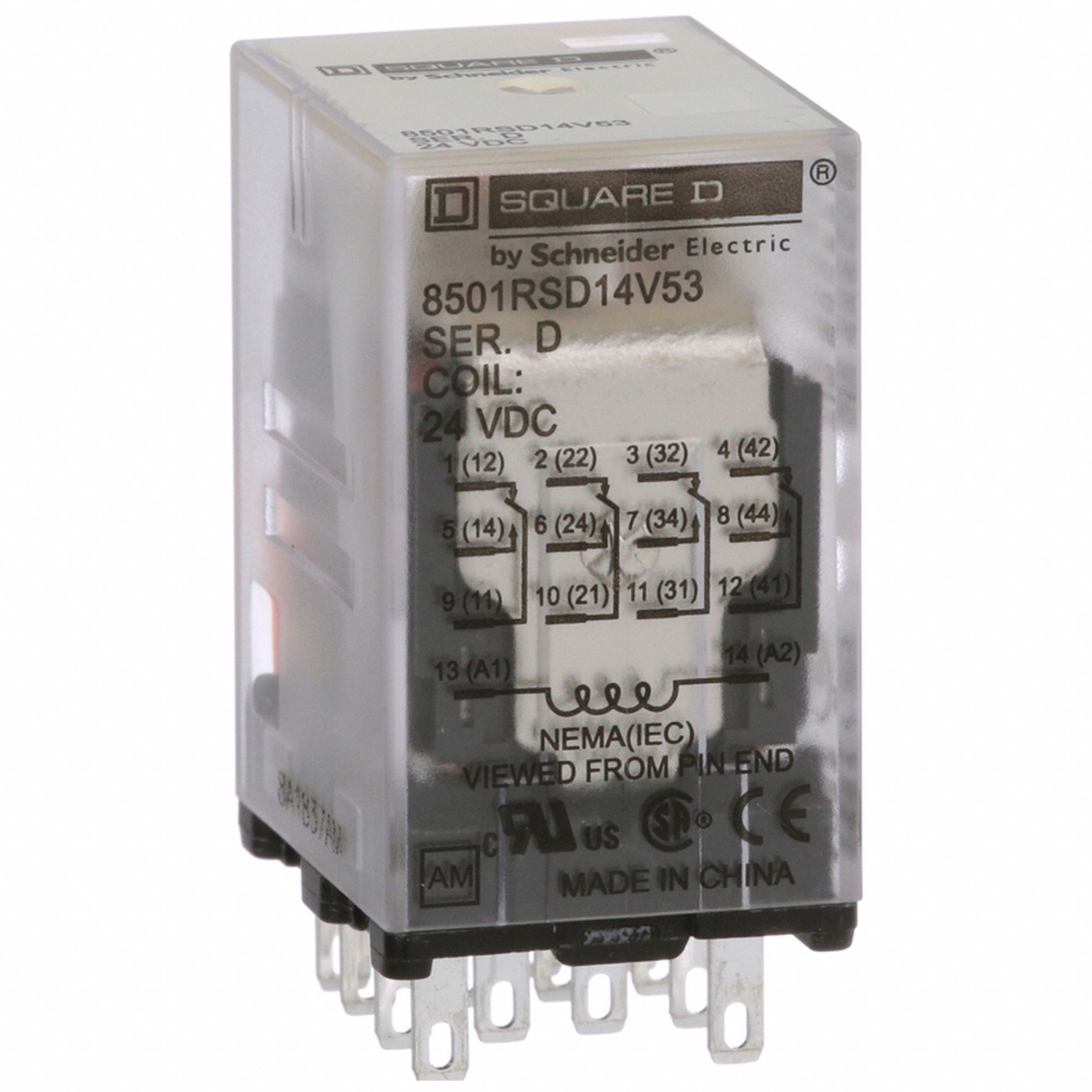 GENERAL PURPOSE RELAY, SOCKET MOUNTED, 6 A CURRENT RATING, 24V DC, 14 PINS/TERMINALS, 4PDT