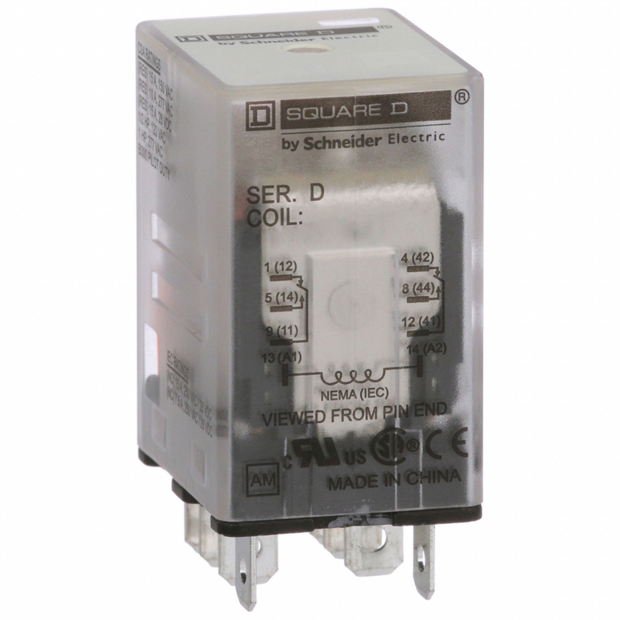 General Purpose Relay: Socket Mounted, 15 A Current Rating, 24V DC, 8 Pins/Terminals, DPDT