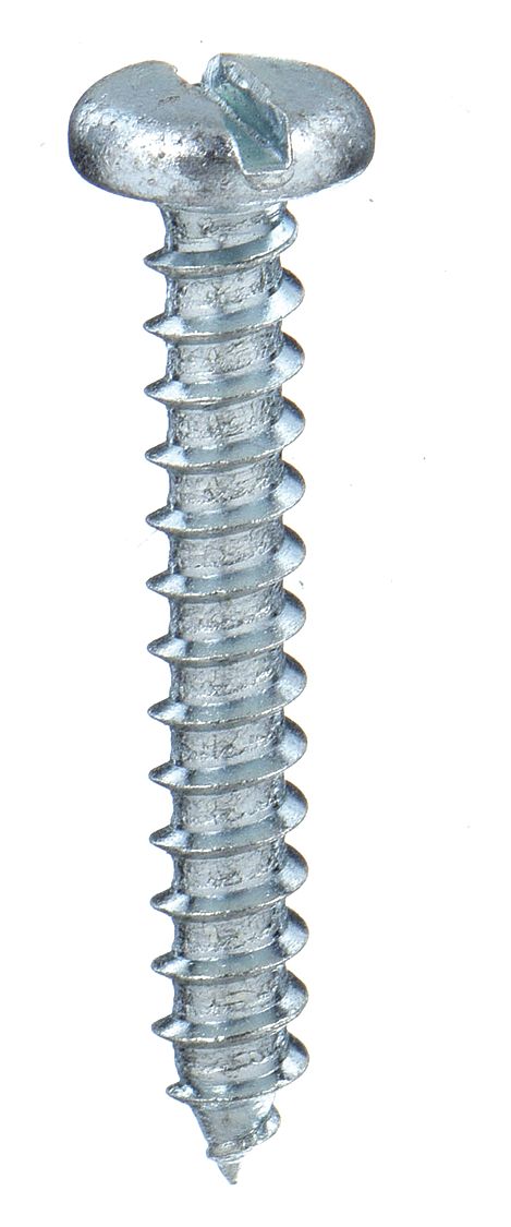 Sheet Metal Screw: #10 Size, 1 1/4 in Lg, Steel, Zinc-Plated, Slotted, Pan, 100 PK