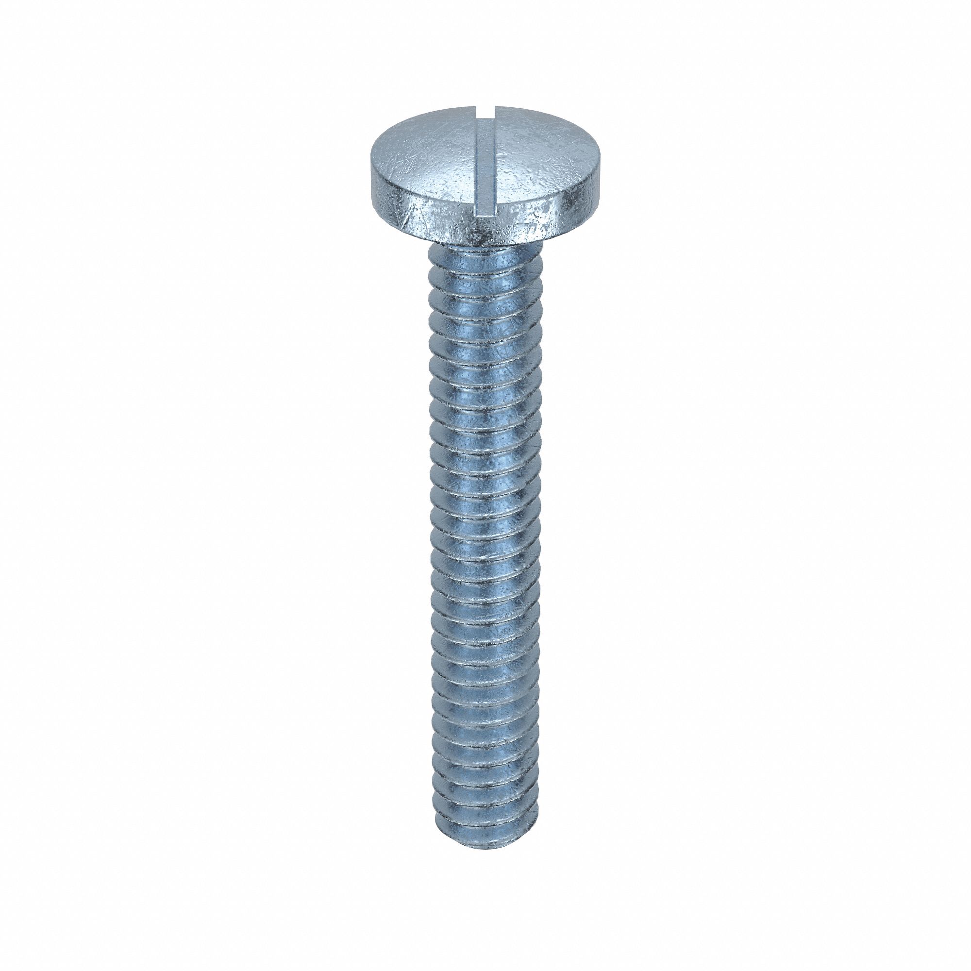 Machine Screw: #10-24 Thread Size, 1 1/4 in Lg, Steel, Zinc-Plated, Pan, Slotted, 100 PK
