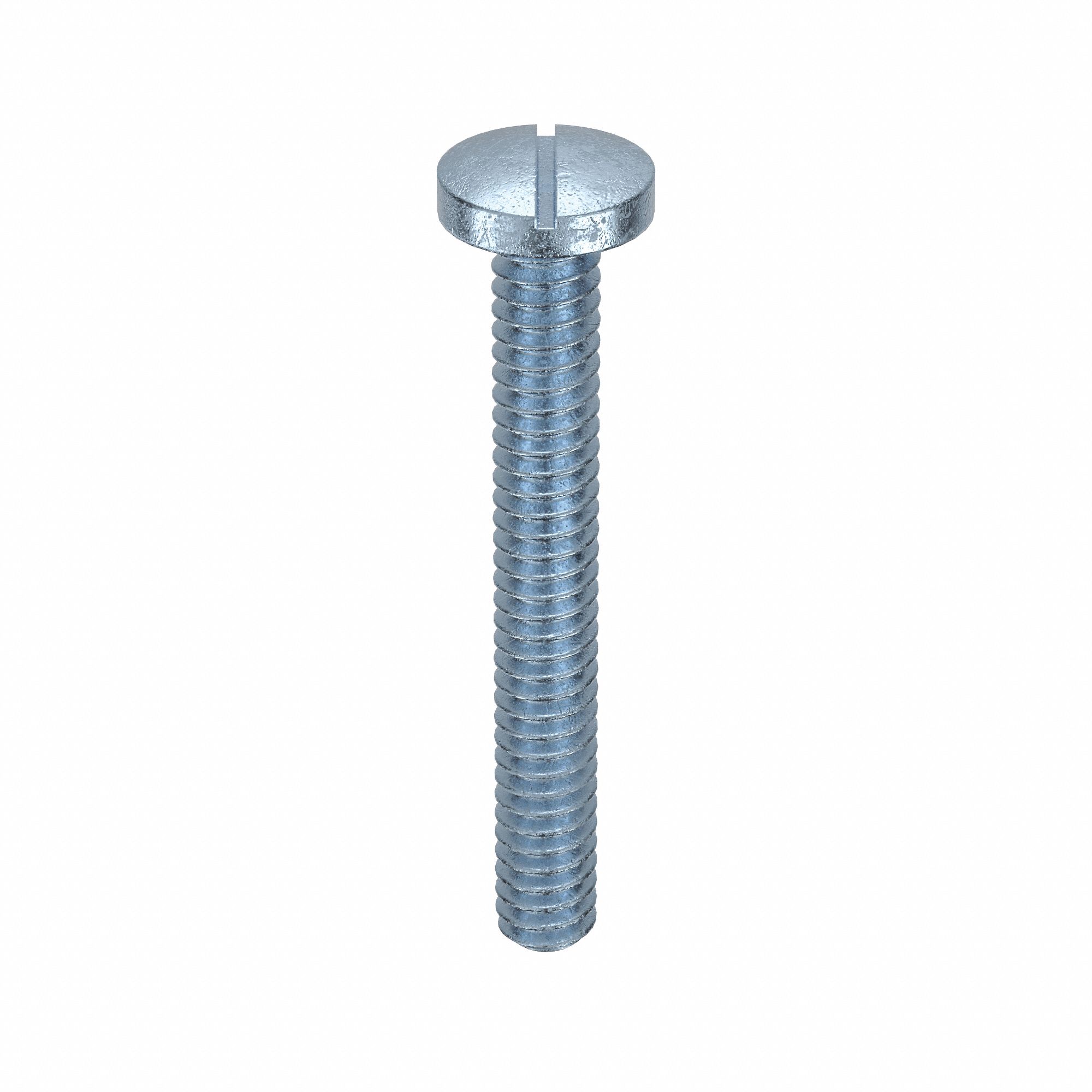 Machine Screw: #10-24 Thread Size, 1 1/2 in Lg, Steel, Zinc-Plated, Pan, Slotted, 100 PK