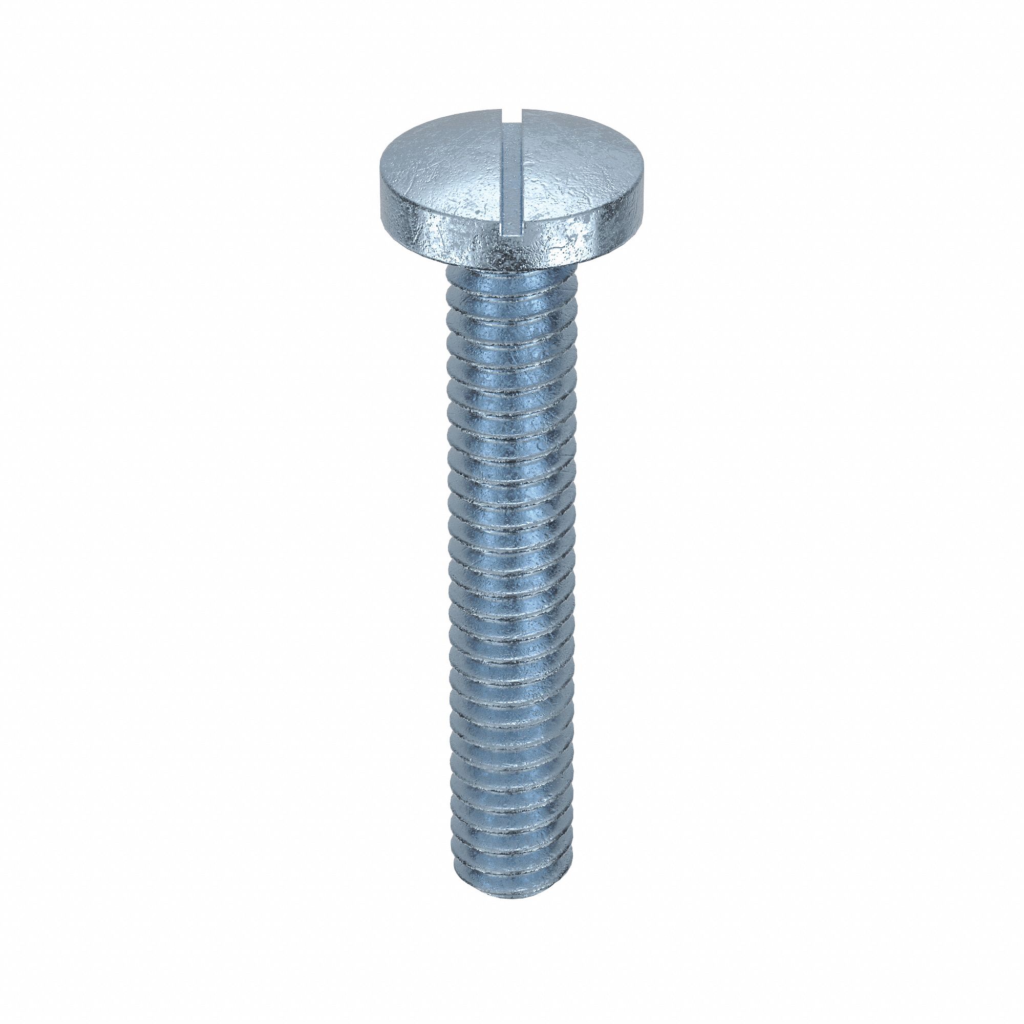 Machine Screw: 1/4"-20 Thread Size, 1 1/2 in Lg, Steel, Zinc-Plated, Pan, Slotted, 100 PK