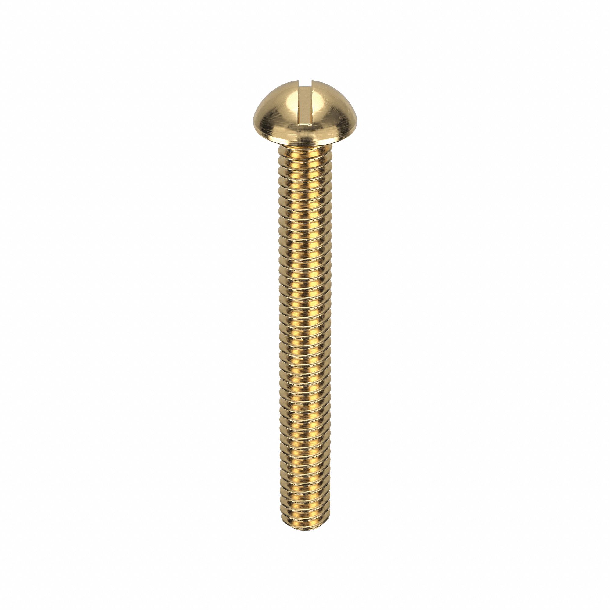 Machine Screw: #2-56 Thread Size, 3/4 in Lg, Brass, Plain, Round, Slotted, Machine Screw, 100 PK