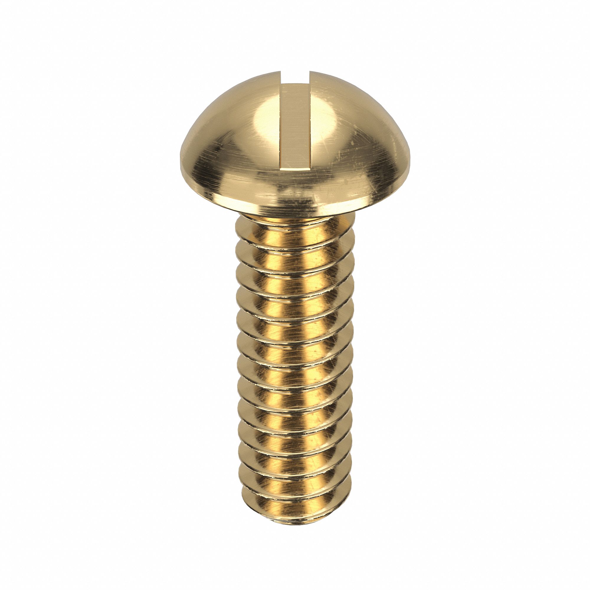 Machine Screw: #4-40 Thread Size, 3/8 in Lg, Brass, Plain, Round, Slotted, Machine Screw, 100 PK
