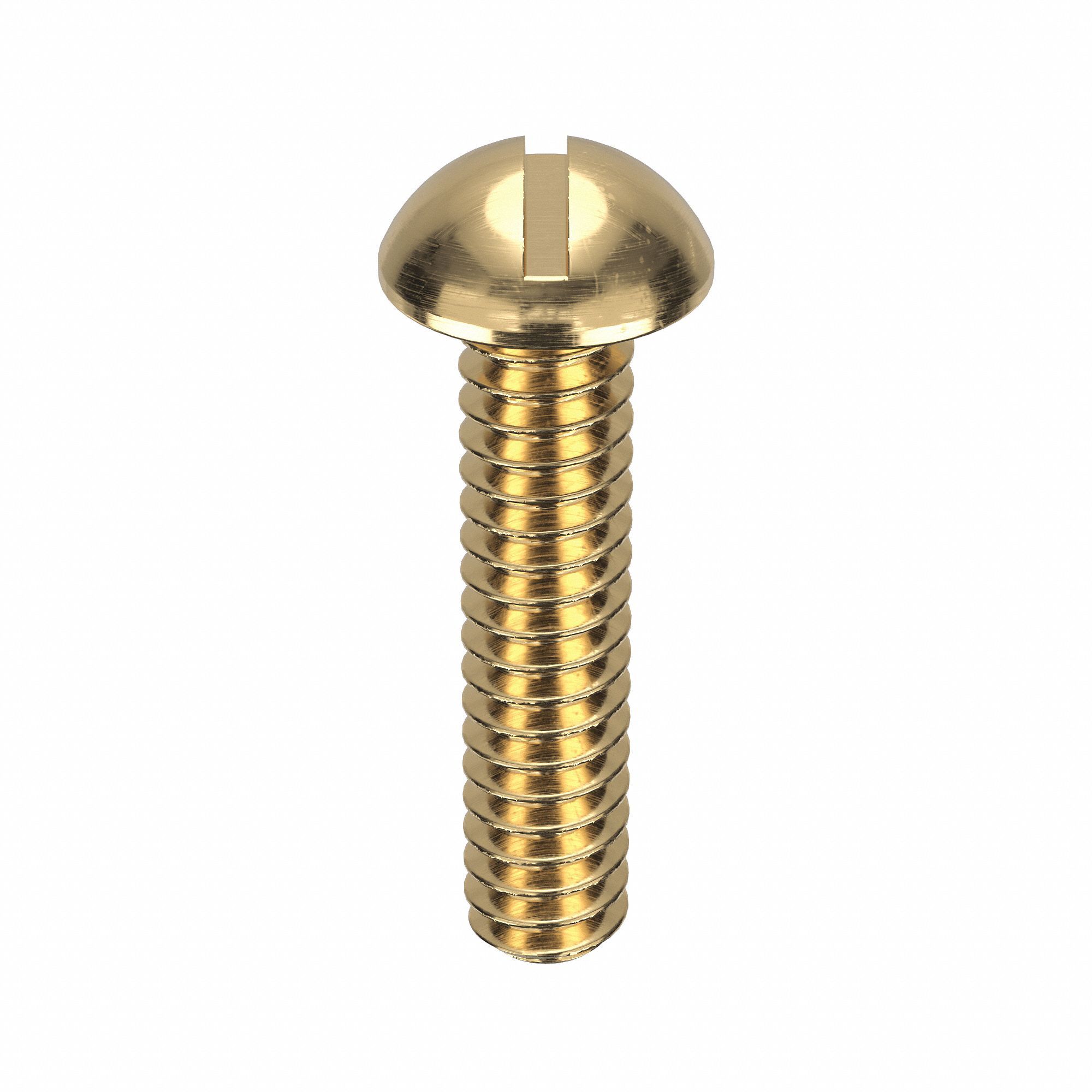 Machine Screw: #0-80 Thread Size, 1/2 in Lg, Brass, Round, Slotted, Machine Screw, 25 PK