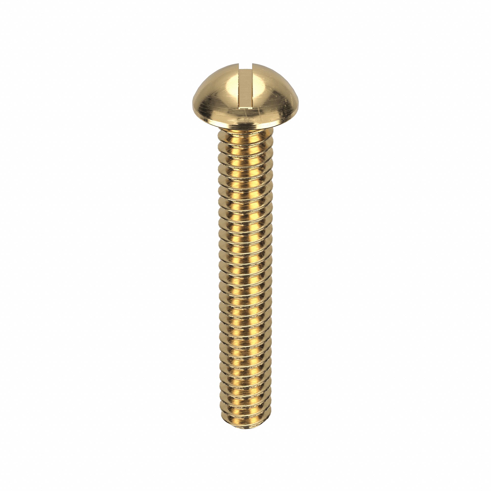 Machine Screw: #4-40 Thread Size, 3/4 in Lg, Brass, Plain, Round, Slotted, Machine Screw, 100 PK