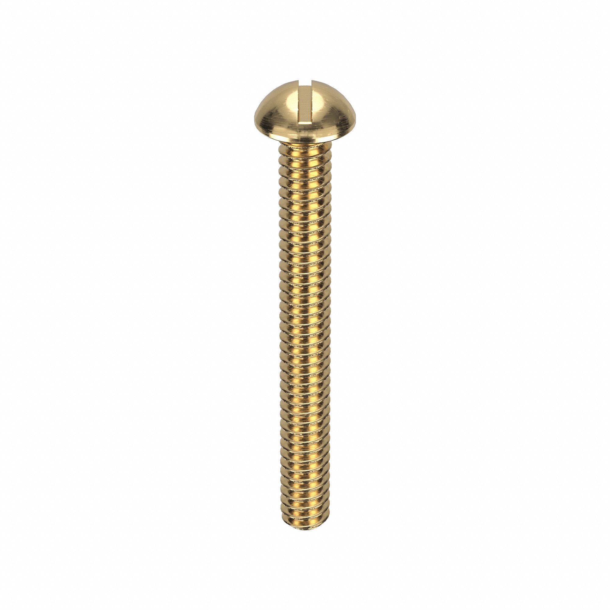 Machine Screw: #4-40 Thread Size, 1 in Lg, Brass, Plain, Round, Slotted, Machine Screw, 100 PK