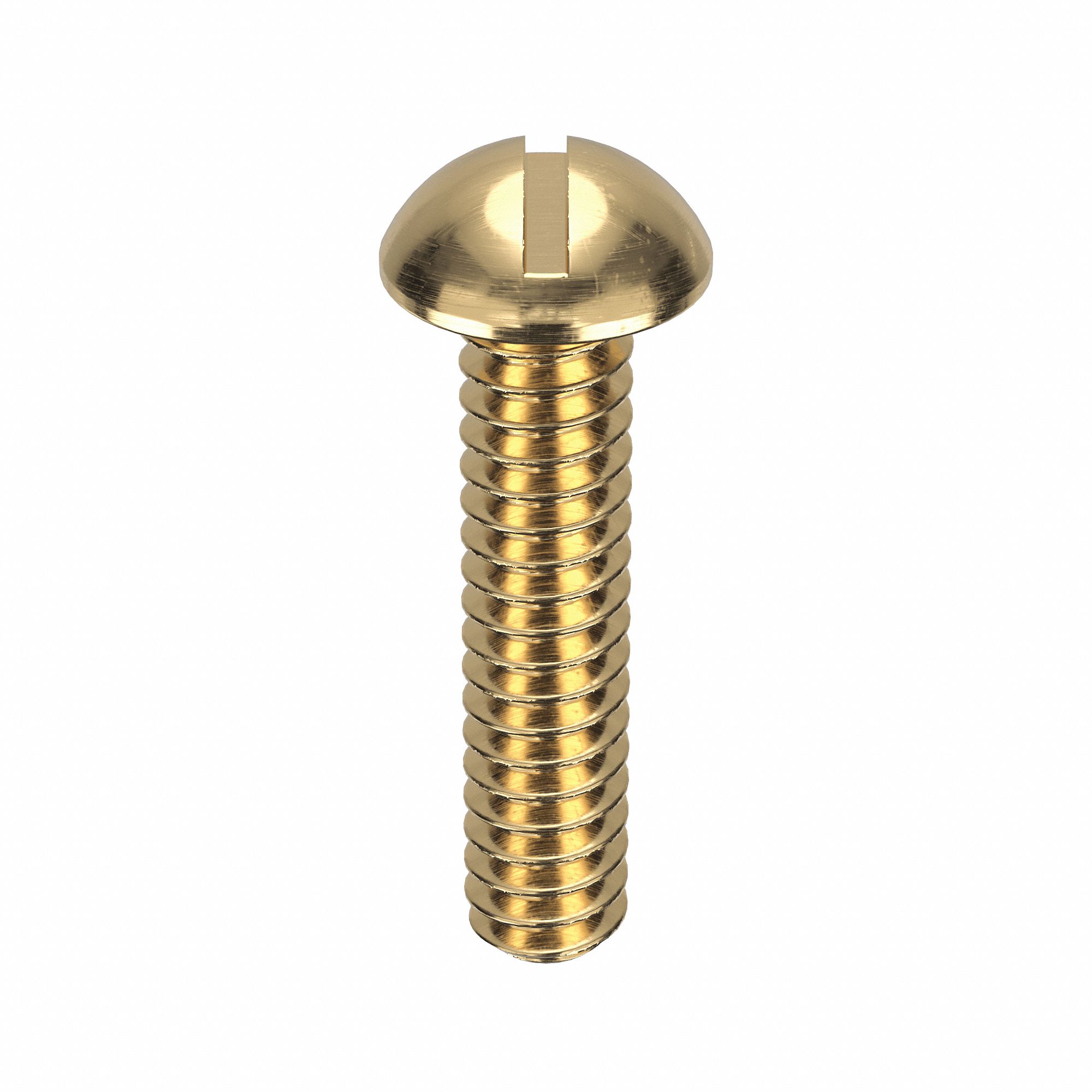 Machine Screw: #6-32 Thread Size, 5/8 in Lg, Brass, Plain, Round, Slotted, Machine Screw, 100 PK