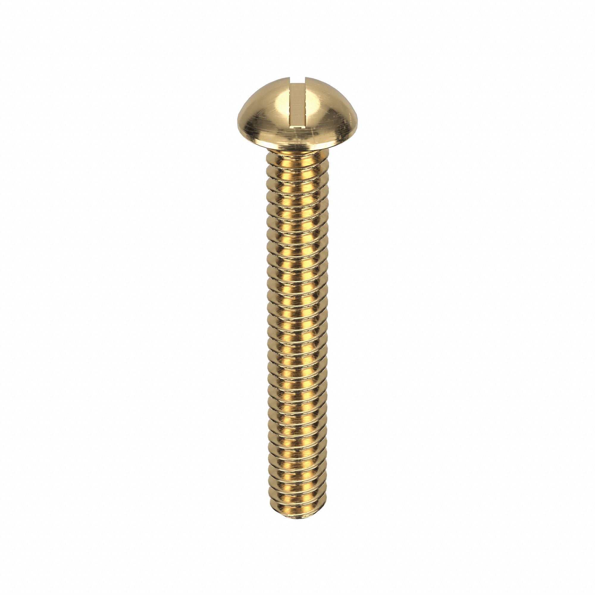 Machine Screw: #6-32 Thread Size, 1 in Lg, Brass, Plain, Round, Slotted, Machine Screw, 100 PK