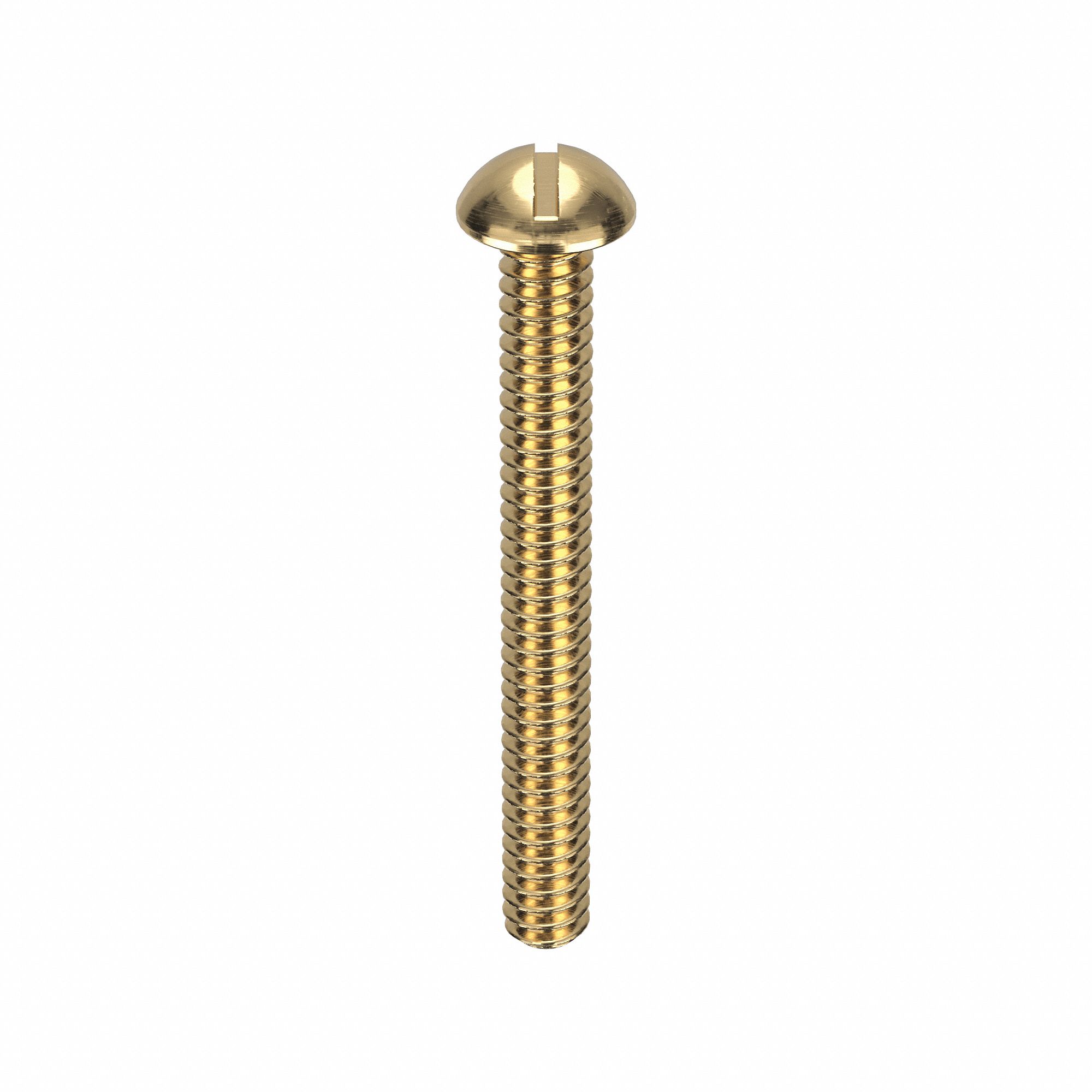 Machine Screw: #6-32 Thread Size, 1 1/4 in Lg, Brass, Plain, Round, Slotted, Machine Screw, 100 PK