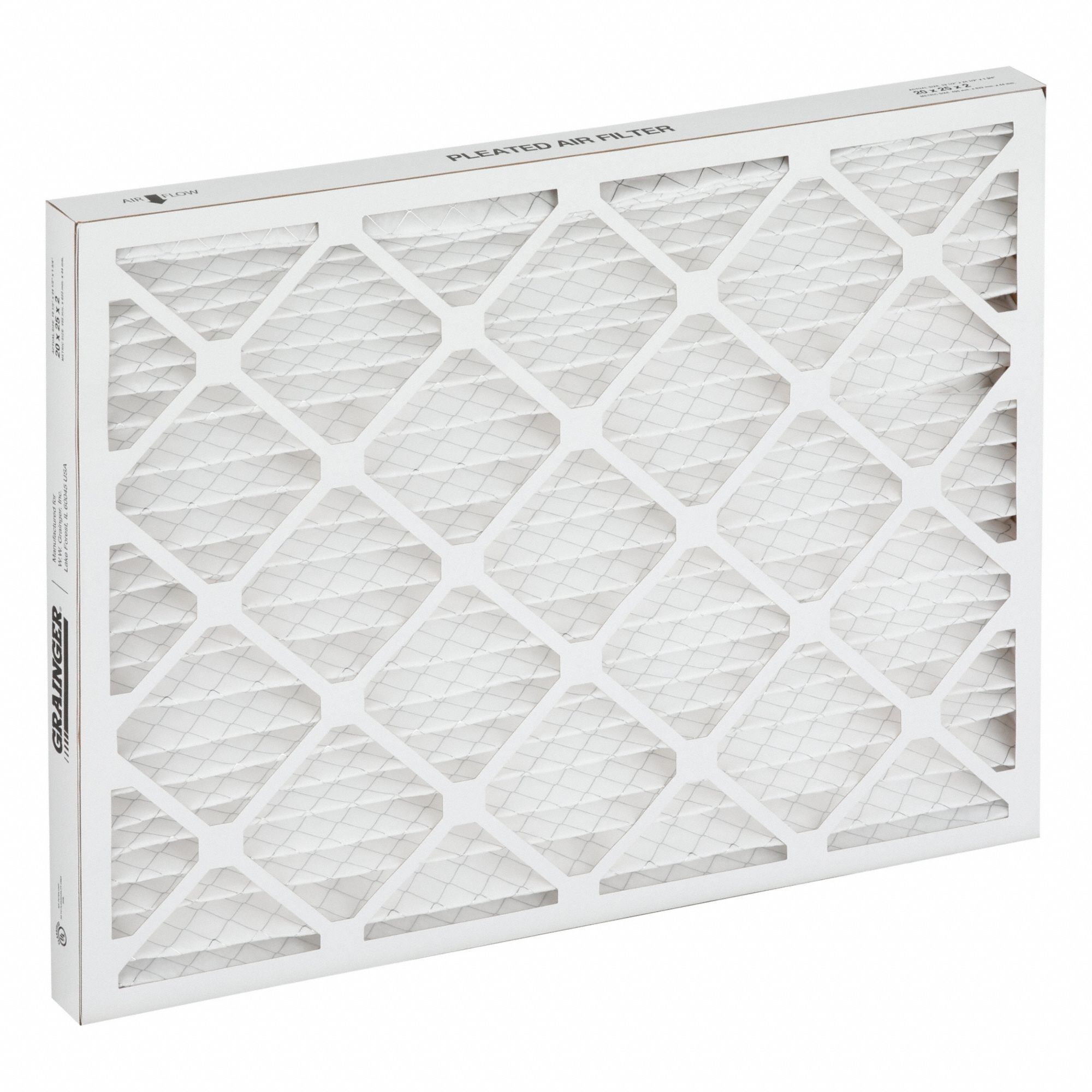 Pleated Air Filter: 20 in x 25 in x 2 in, MERV 11, Gen Use
