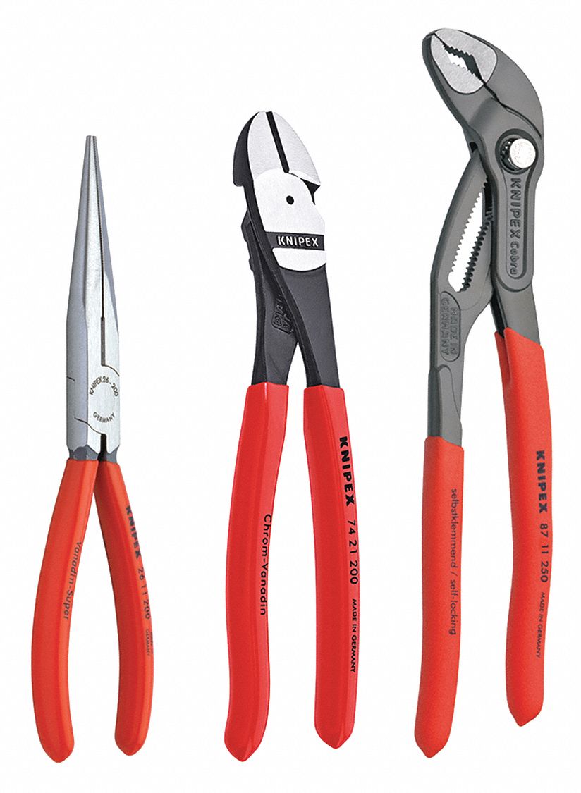 KNIPEX Plier Set 3 Pliers, Knurled Grip, Manual 2DYW600 20 08 US2