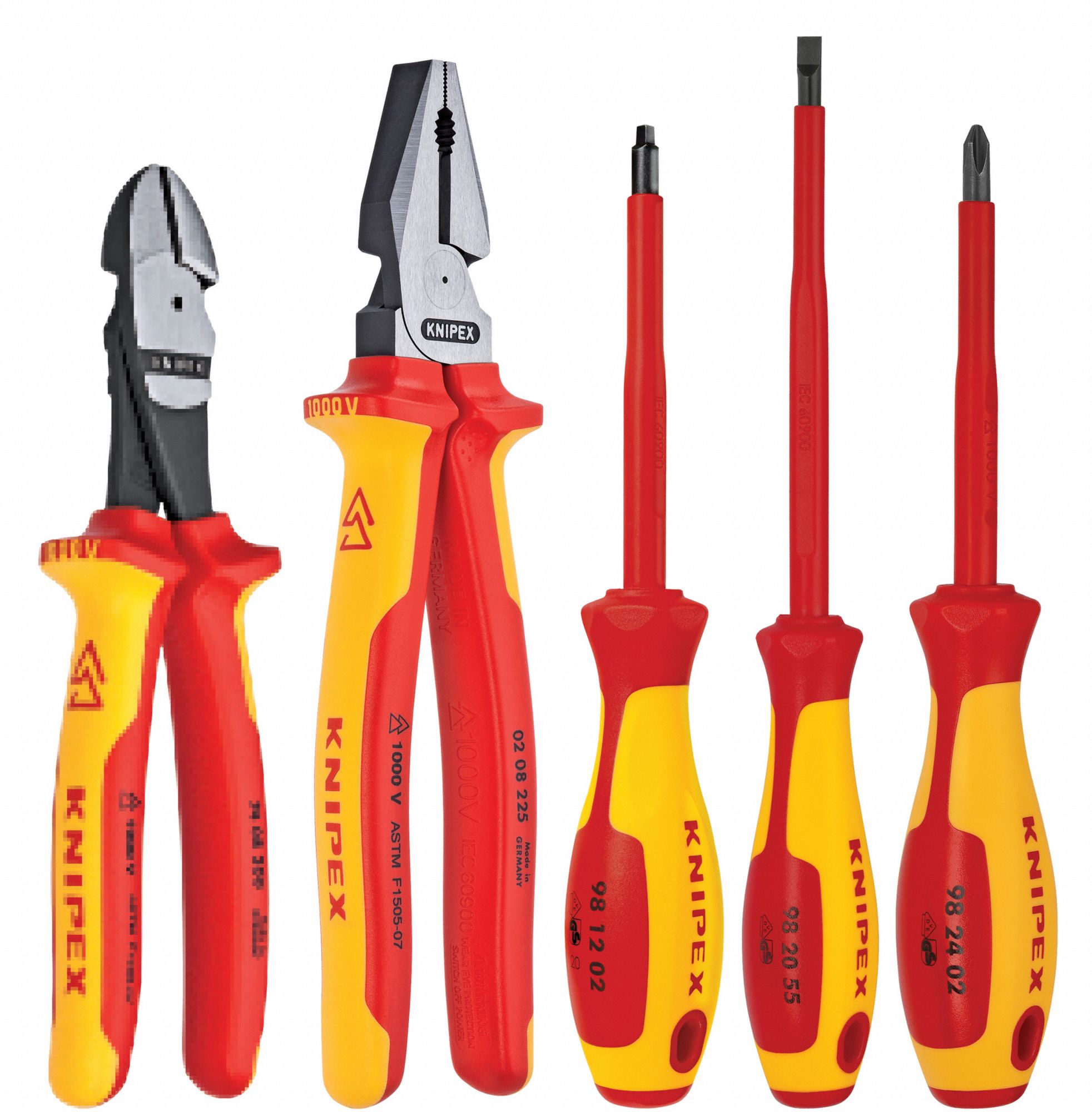 KNIPEX Insulated Tool Kit: Insulated, 5 Total Pcs, Drivers and Bits/Pliers