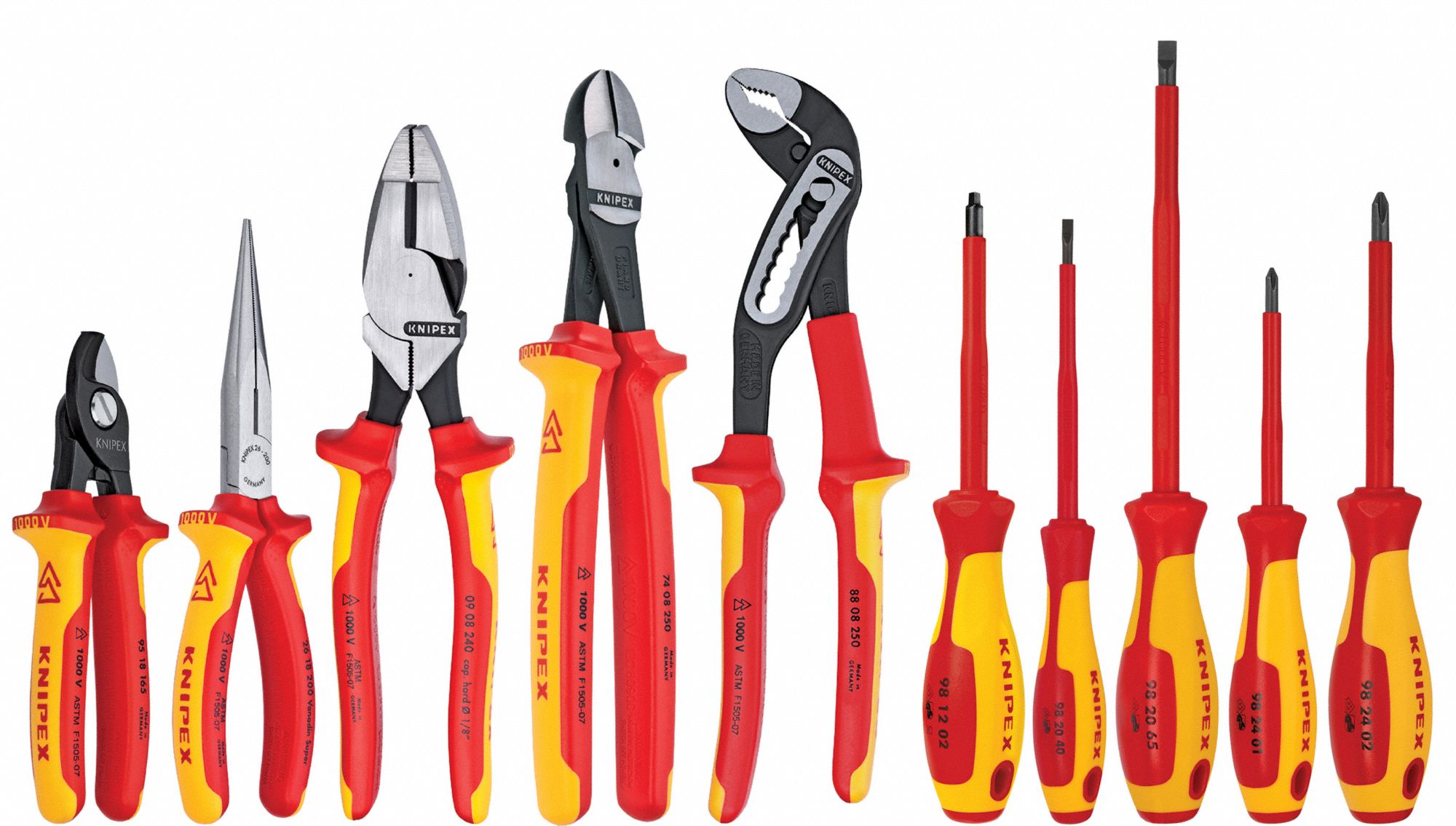 KNIPEX, Insulated, 10 Total Pcs, Insulated Tool Kit - 2DZE1|9K 98
