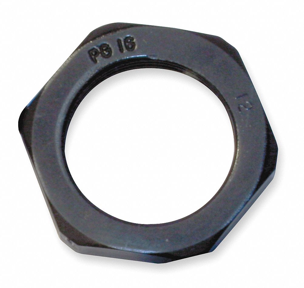 LOW PROFILE CORD CONNECTOR LOCKNUT, NYLON, PG, PG7 THREAD SIZE