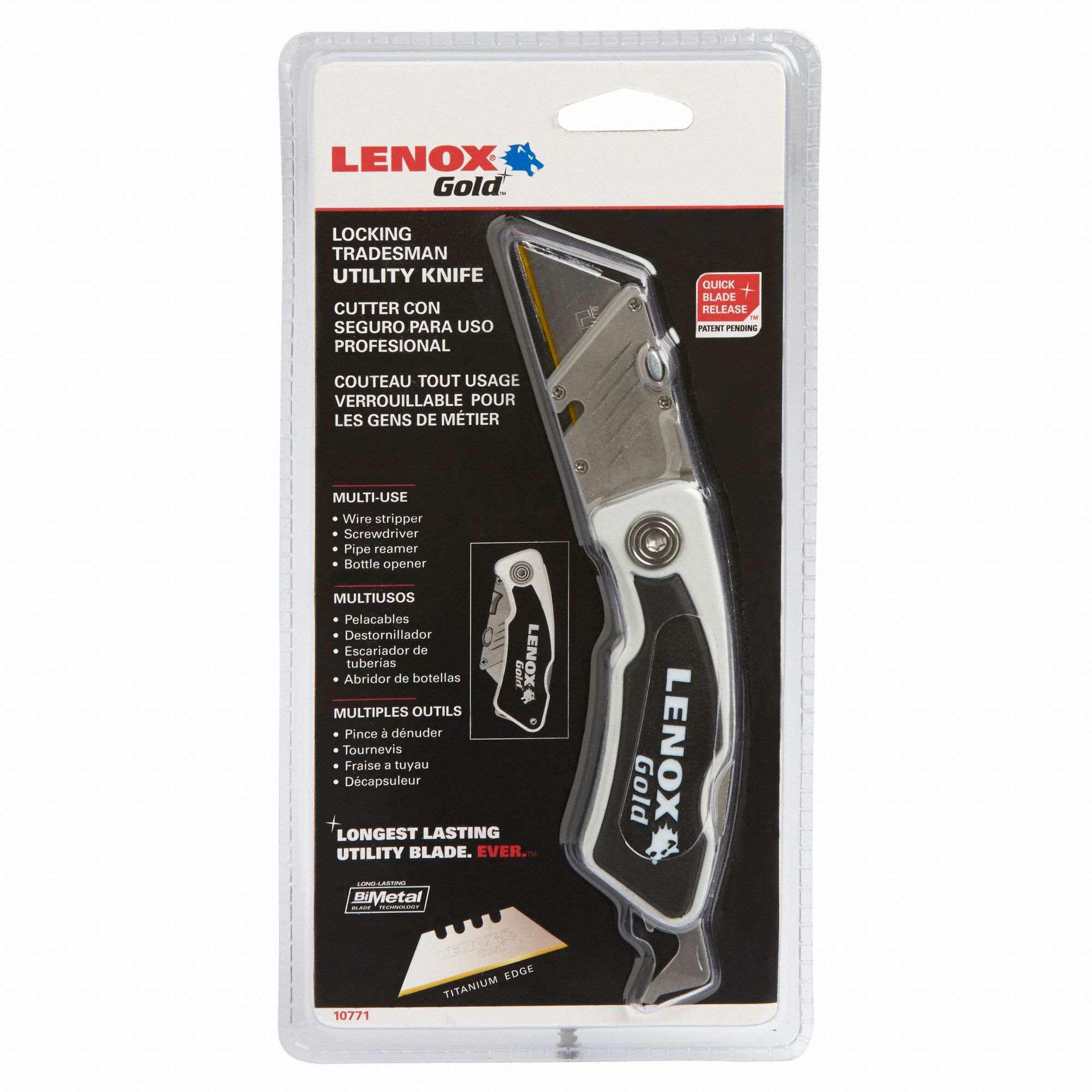 LENOX Steel Folding Locking Utility Knife,6 1/8 in Overall Length