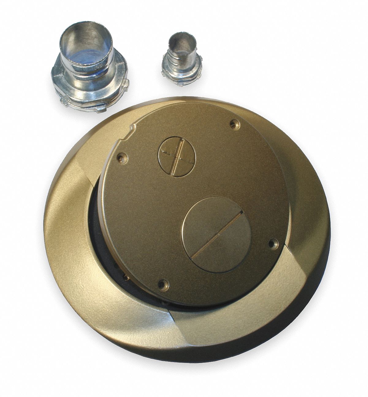 Floor Subplate: Round, Gold, Brass, Smooth, 8 in Dia. x 9/16 in H