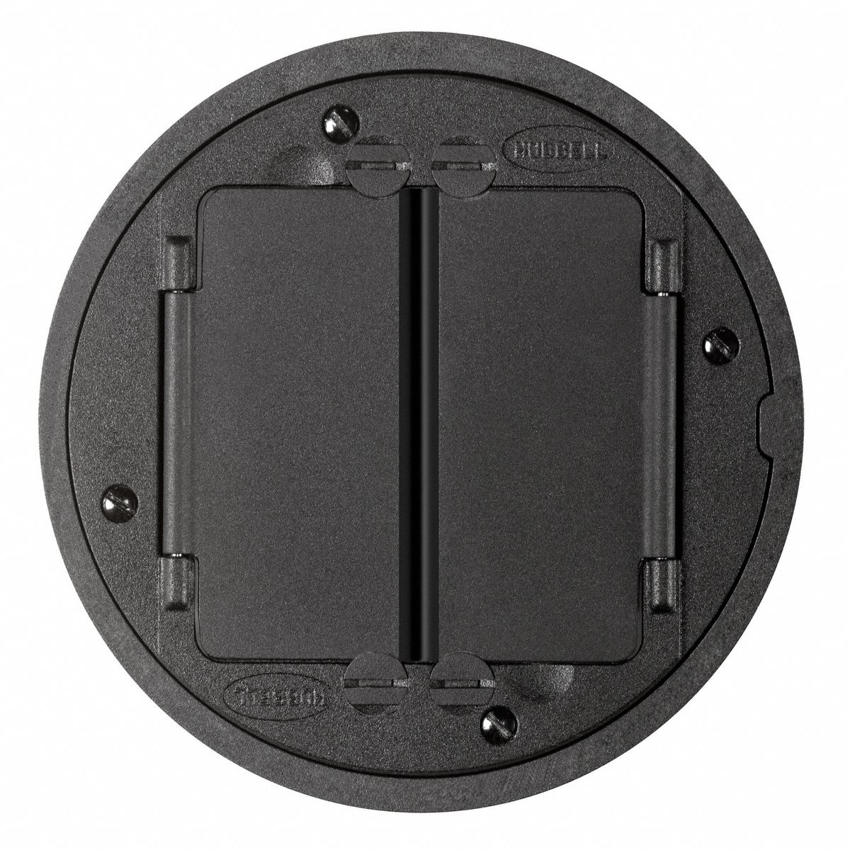 HUBBELL WIRING DEVICEKELLEMS, Round, Black, Floor Box Cover and Tile