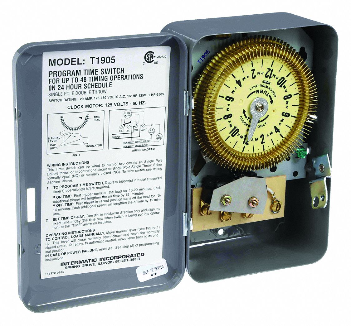 ELECTROMECHANICAL TIMER, 1-125 V, SPDT CONTACT FORM