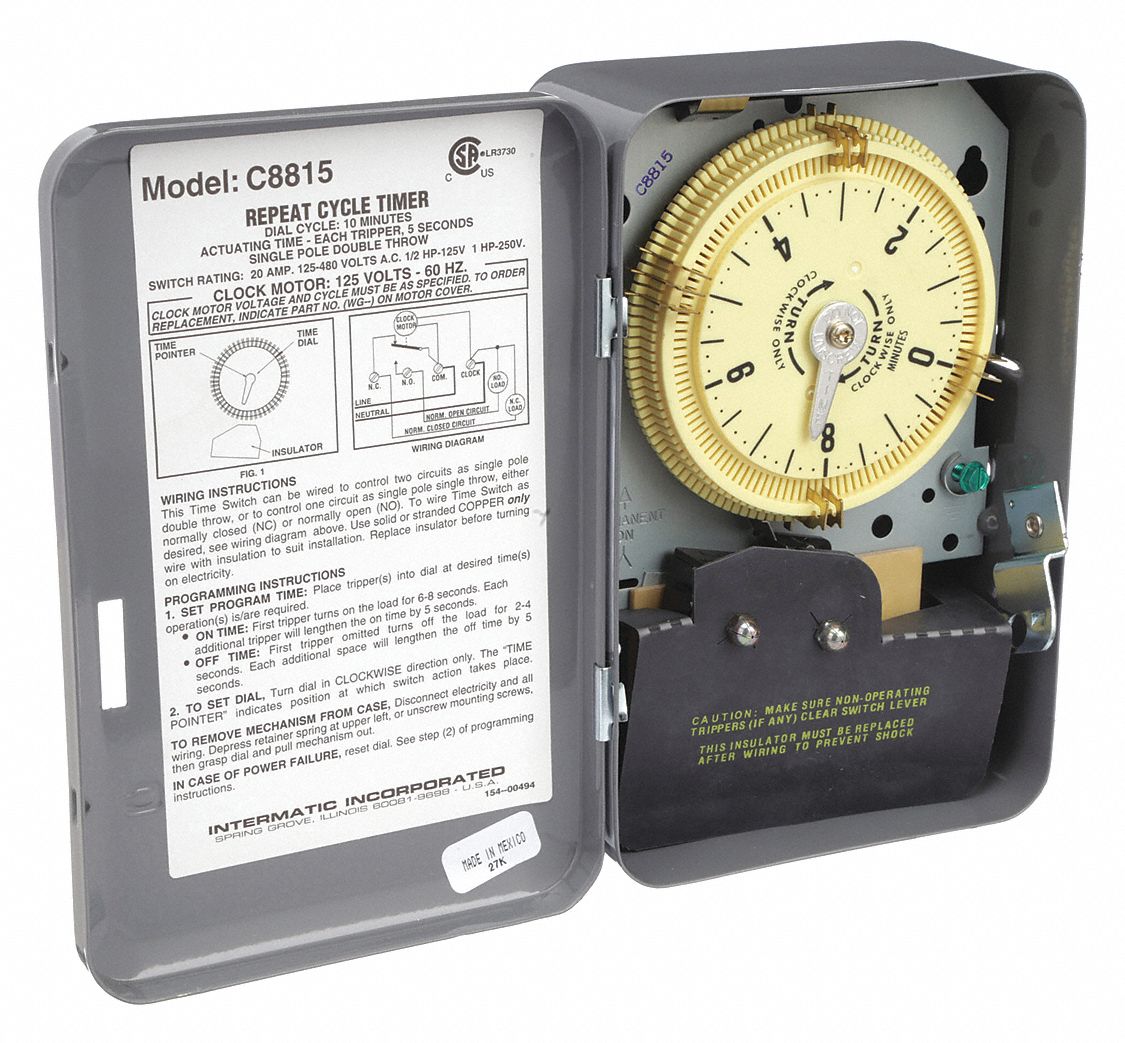 INTERMATIC, 10 min, SPDT, Electromechanical Cycle Timer - 2E355|C8815 ...