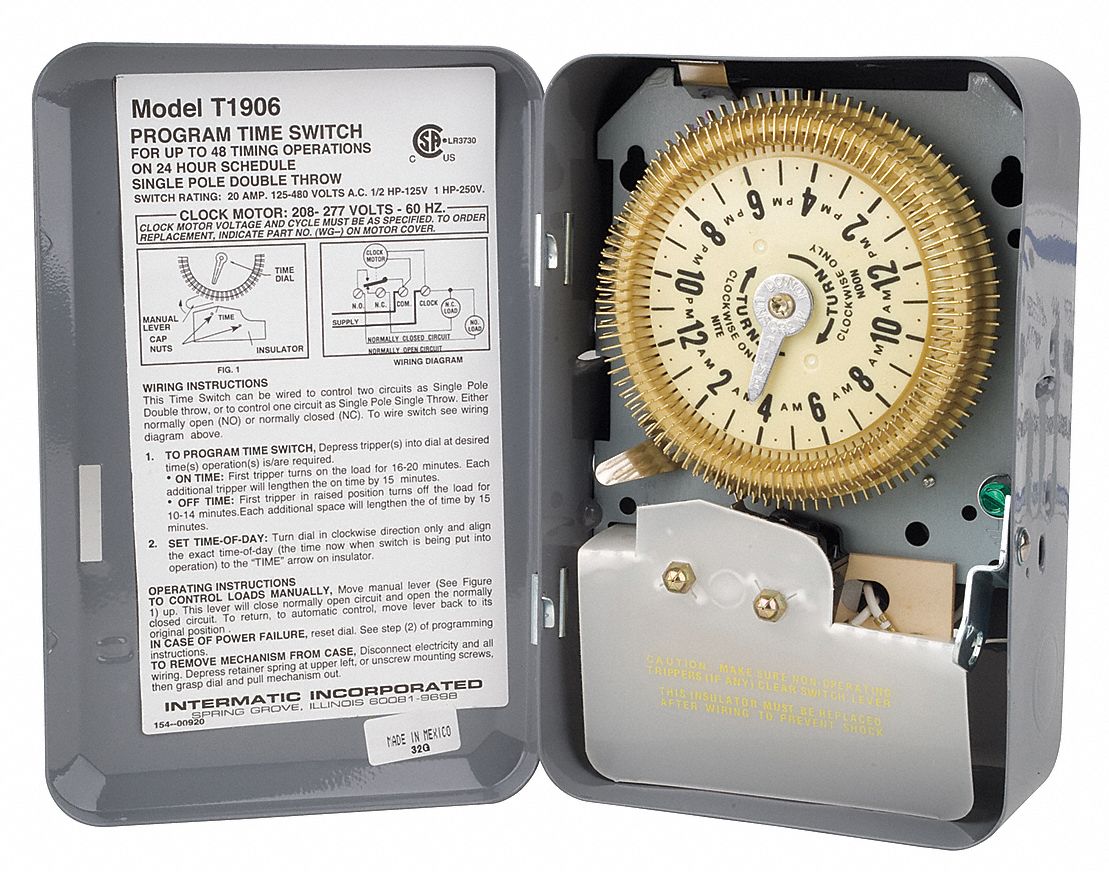 INTERMATIC Electromechanical Timer: 24 hr Nominal Max. Time Setting ...