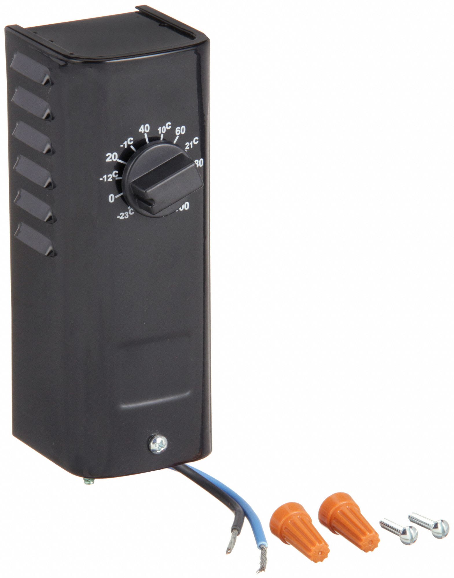 LINE VOLT MECHANICAL THERMOSTAT, COOL ONLY, STEEL, -10 °  TO 100 ° F, 2 ° F, BI-METAL, 120 TO 277V AC