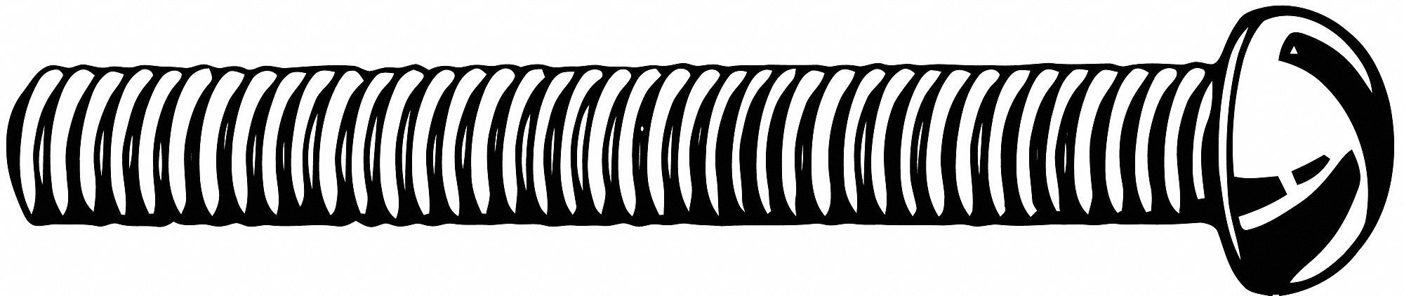 Machine Screw: #10-24 Thread Size, 1/2 in Lg, Steel, Zinc-Plated, Round, Slotted, 100 PK