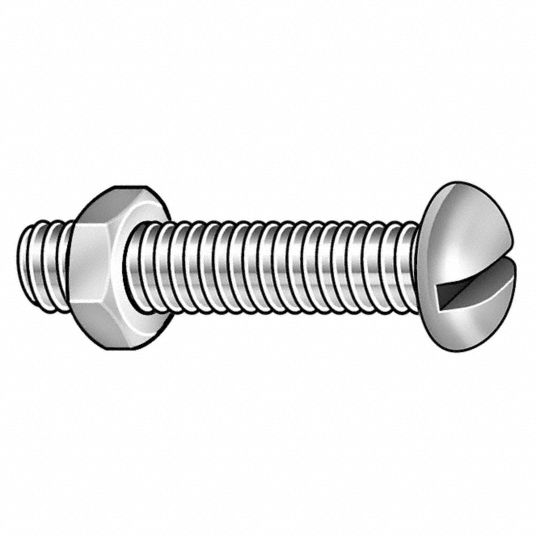 FABORY 832 Stove Bolt, Round, Slotted, Low Carbon Steel, Zinc Plated