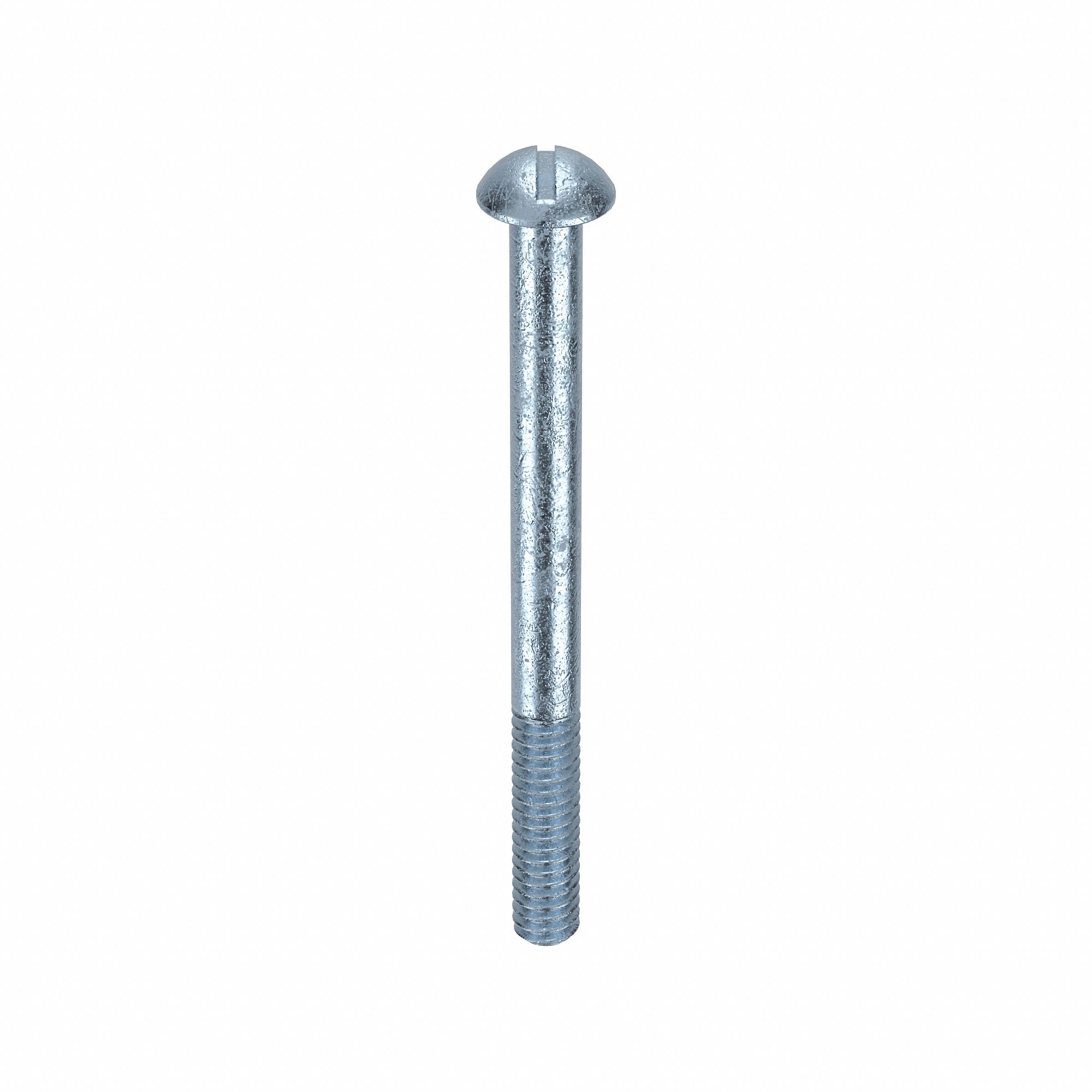 Machine Screw: 1/4"-20 Thread Size, 3 in Lg, Steel, Zinc-Plated, Round, Slotted, 100 PK