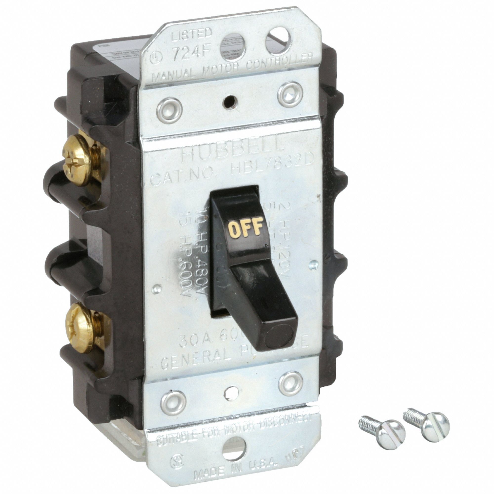 HUBBELL WIRING DEVICEKELLEMS Manual Motor Switch, Toggle, No Enclosure