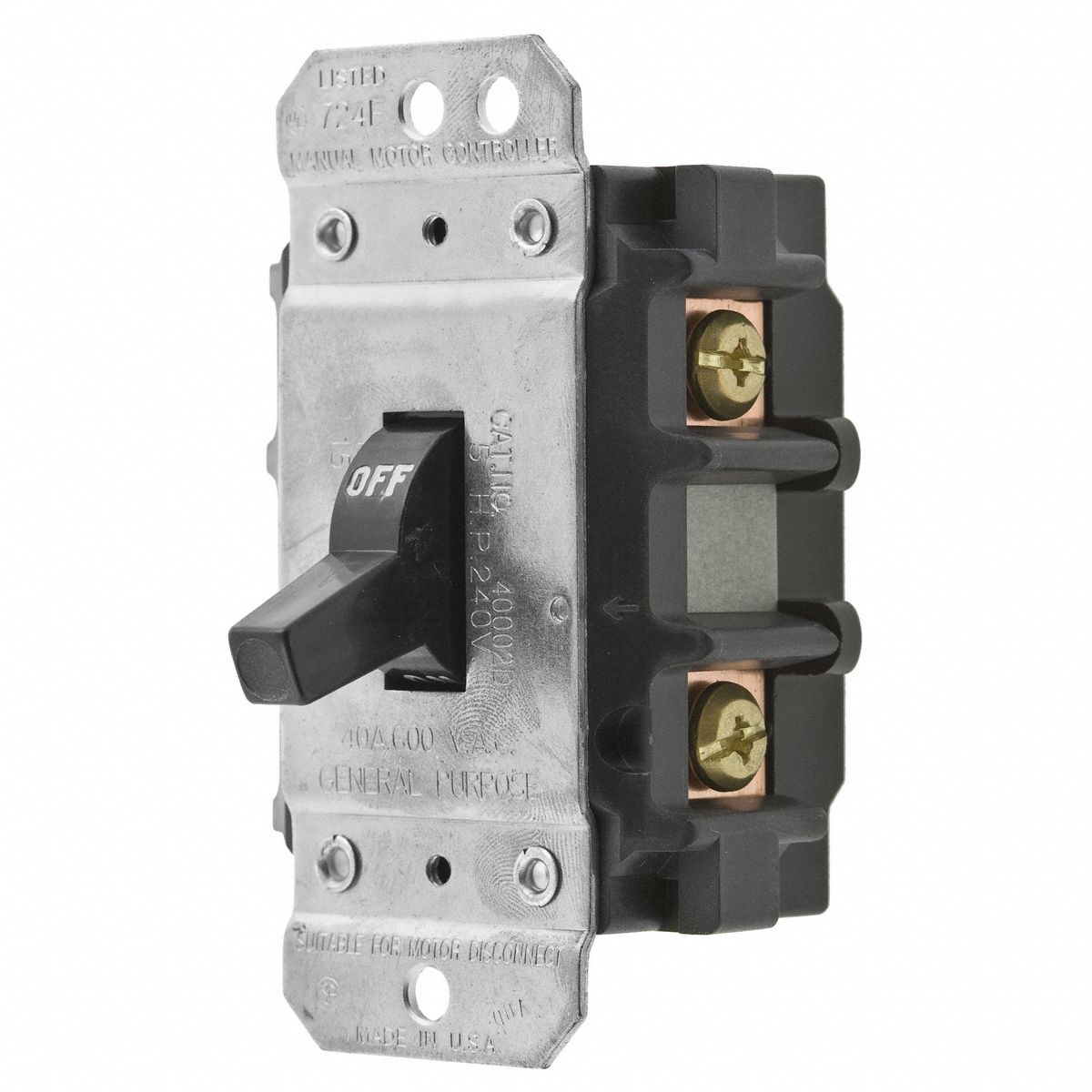 HUBBELL WIRING DEVICE-KELLEMS Manual Motor Switch: No Enclosure, 30 A Amps  AC, 2 Poles, 600 V AC - 2EAV3|HBL7832D - Grainger