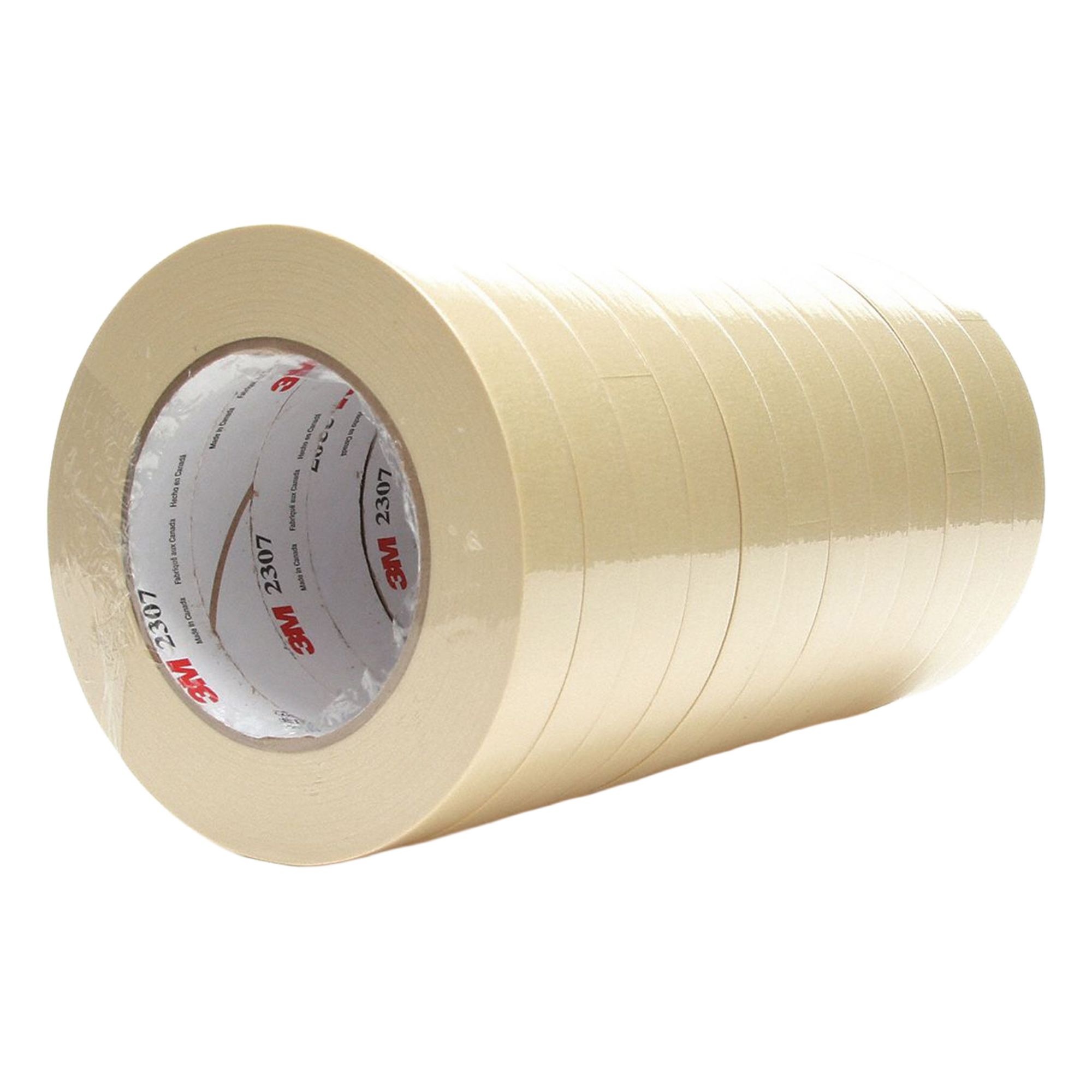 Masking Tape: 2307, Tan, 11/16 in Roll Wd, 60 yd Overall Roll Lg, 5.2 mil Thick, Rubber, Wood