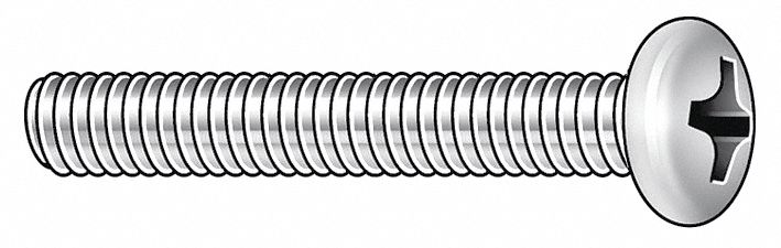 MACHINE SCREW, #4-40 THREAD, 3/16 IN L, STEEL, ZINC PLATED, ROUND, PHILLIPS, INCH, 100 PK