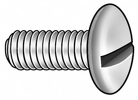 Machine Screws: #10-32 Thread Size, 3/8 in Lg, Steel, Zinc-Plated, Truss, Slotted, 100 PK