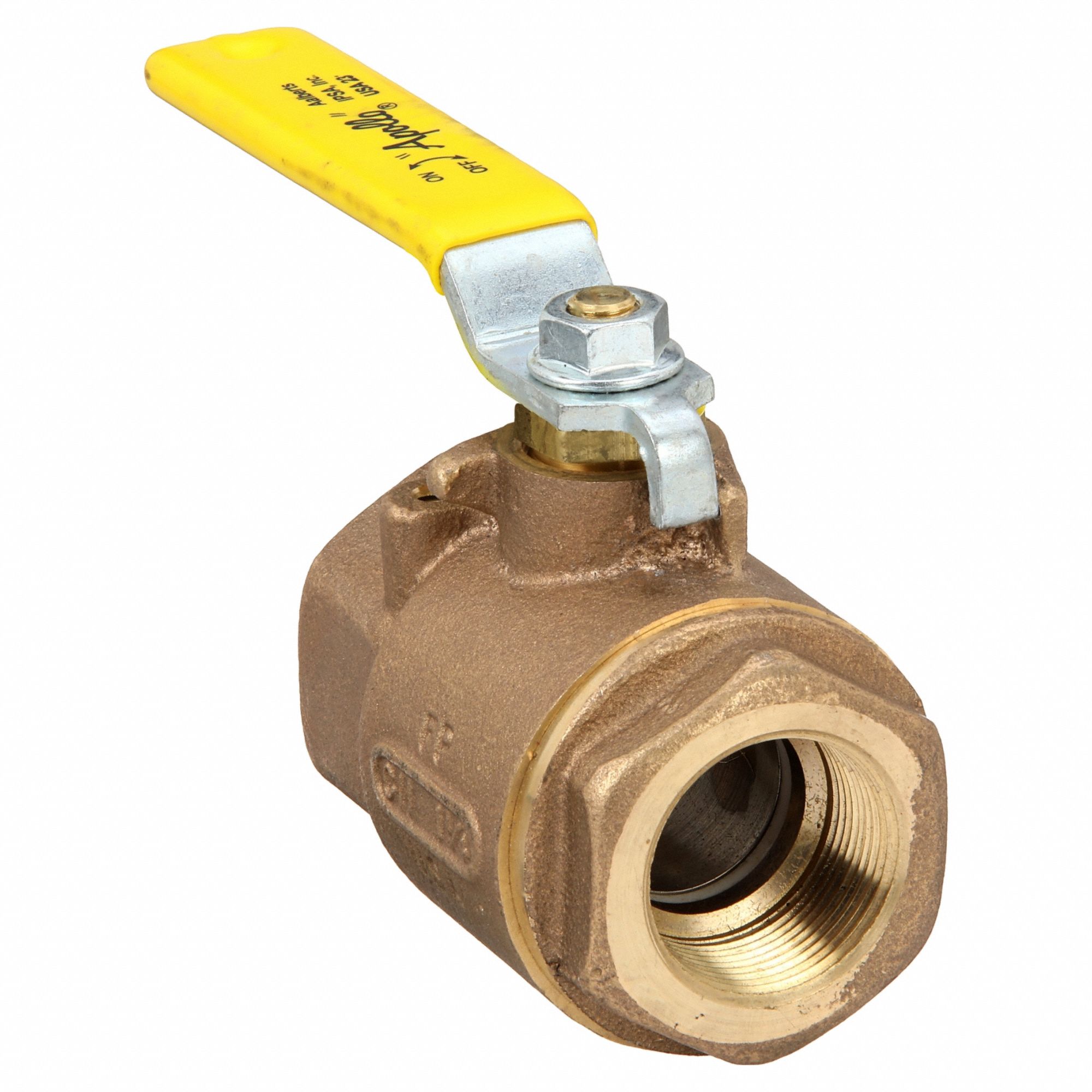 Manual Two-Way Ball Valve: 1 1/4 in, Bronze, Straight, FNPT x FNPT, Full Port, Two-Piece