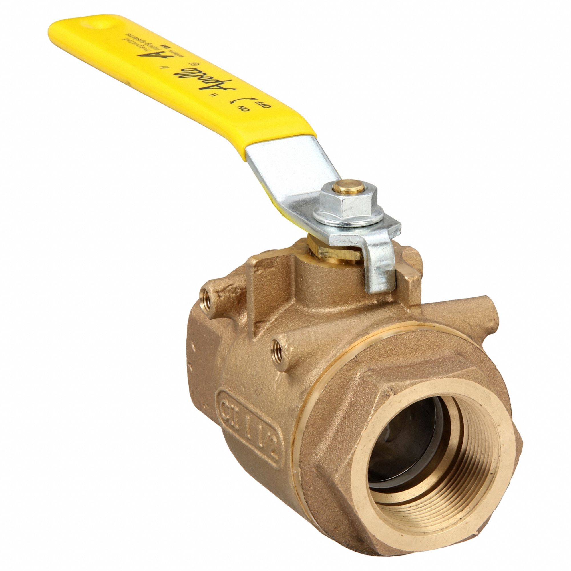 Manual Two-Way Ball Valve: 1 1/2 in, Bronze, Straight, FNPT x FNPT, Full Port, Two-Piece