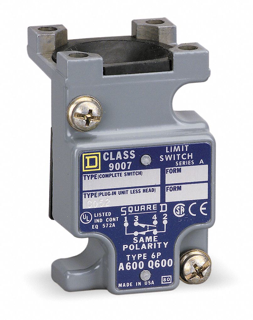 SQUARE D 1NO/1NC Plug In Limit Switch Body, AC Contact Rating 10A