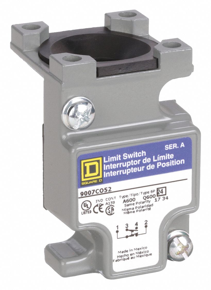 COMPACT LIMIT SWITCH BODY, MINIATURE BODY, 2 MOUNTING HOLES, 1NO/1NC, METALLIC