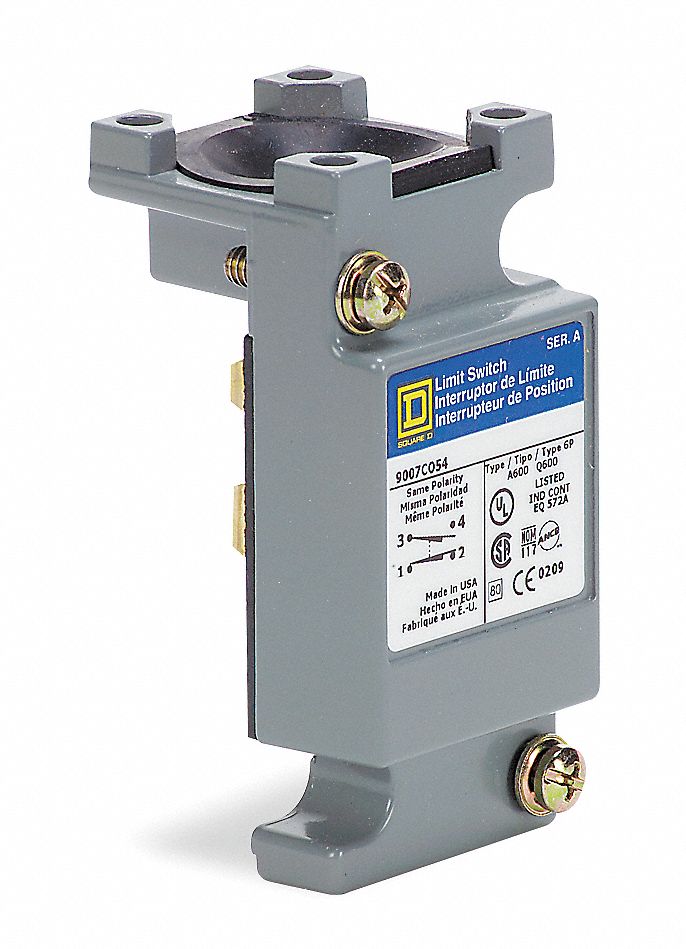 SQUARE D 2NO/2NC Plug In Limit Switch Body, AC Contact Rating 10A