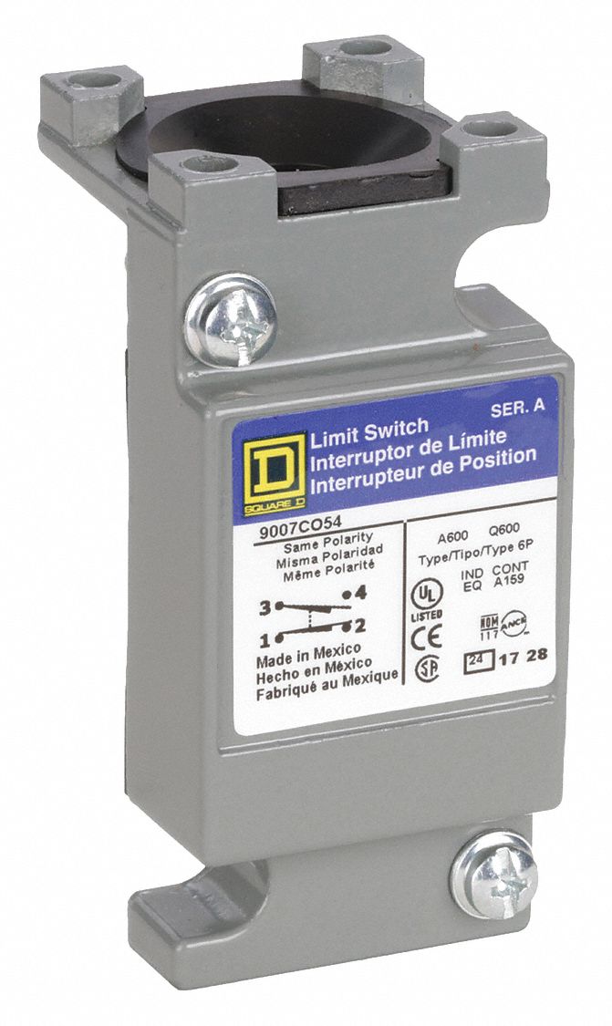 COMPACT LIMIT SWITCH BODY, EN50041 BODY, 2 MOUNTING HOLES, 1NO/1NC, METALLIC