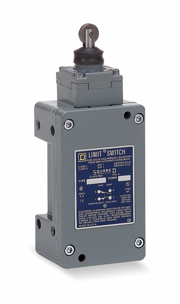 HAZARDOUS LOCATION LIMIT SWITCH, ROLLER PLUNGER, METALLIC, 9007CR