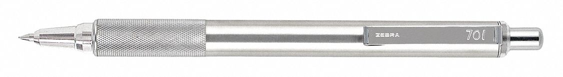 Ballpoint Pen: Black, 0.7 mm Pen Tip, Retractable, Includes Pen Cushion, Stainless Steel, Textured