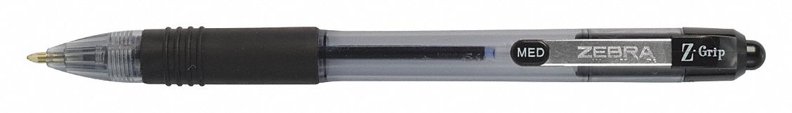 Ballpoint Pen: Black, 1 mm Pen Tip, Retractable, Includes Pen Cushion, Plastic, Pocket Clip, 12 PK