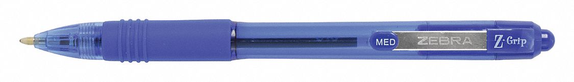 Ballpoint Pens: Blue, 1 mm Pen Tip, Retractable, Includes Pen Cushion, Plastic, Pocket Clip, 12 PK