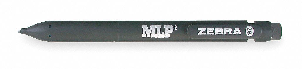 Pencils: 0.9 mm Point Size, Plastic, Black, Includes Eraser