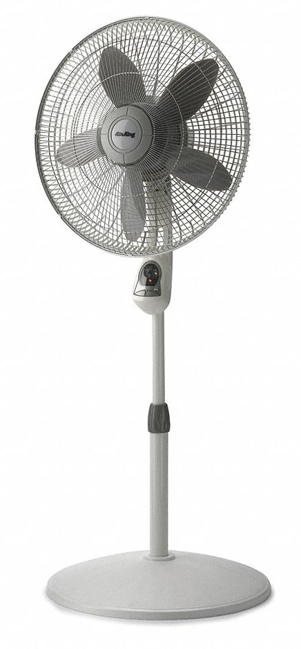 Freestanding Fan: 18 in Blade Dia, 50 1/2 in Ht, 3 Speeds, Oscillating, White, Steel