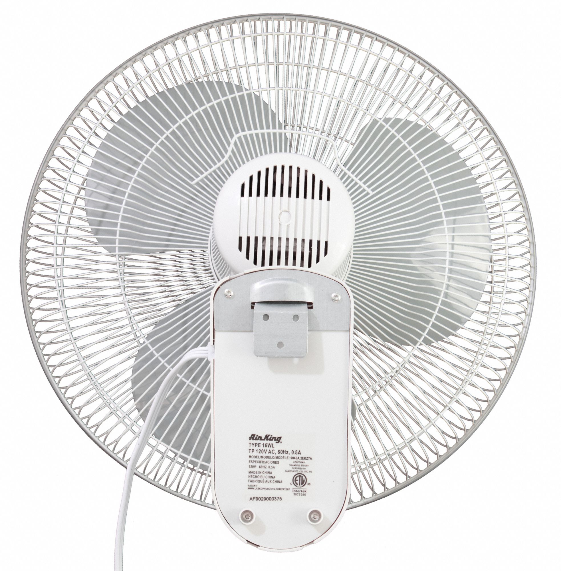 AIR KING Wall Mount Fan 16 in Blade Dia, Oscillating, 3 Speeds, 1140