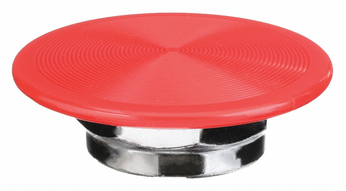 Mushroom Head: 30 mm Panel Size, Non-Illuminated, Red