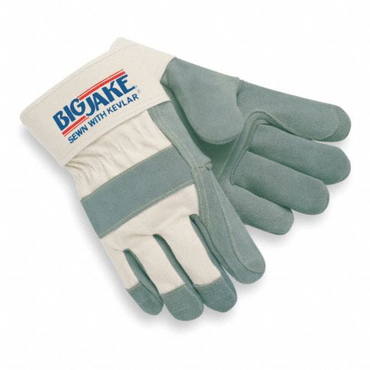 Mcr Safety Leather Gloves: Xl ( 10 ), Double Palm, Cowhide, Premium 