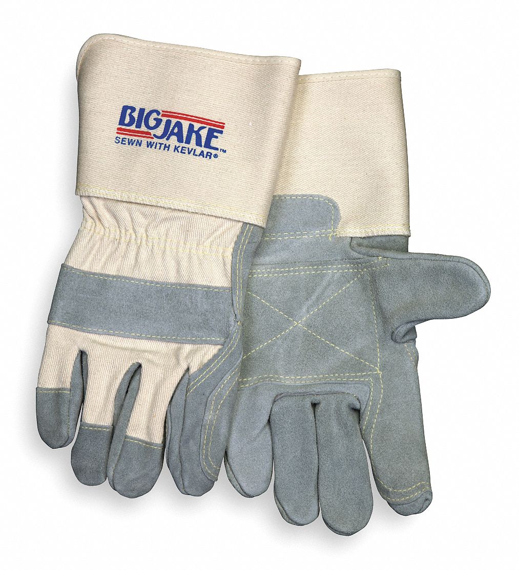 MCR SAFETY Leather Gloves: XL ( 10 ), Double Palm, Cowhide, Premium ...